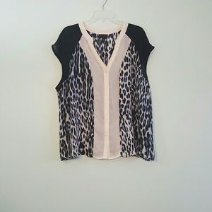 Worthington Cream Black Animal Blouse 3X T25